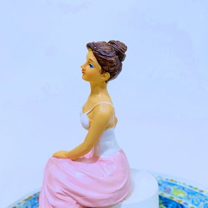 Dollhouse Miniature Seated Girl Doll Dressed  In Corset 1:12 Scale