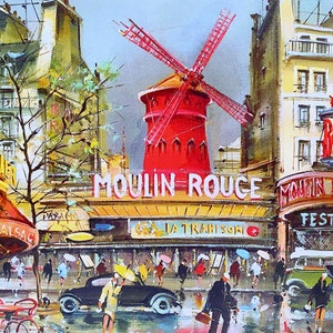 Dollhouse Miniature Roulin Rouge Mural Wallpaper 1:12