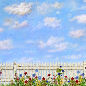 Dollhouse Miniature Wallpaper With White Picket White Fence 1:12 Scale