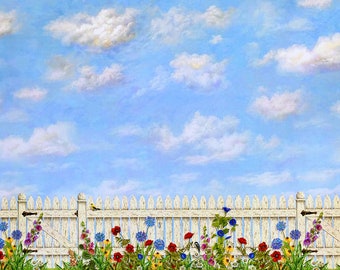 Dollhouse Miniature Wallpaper With White Picket White Fence 1:12 Scale