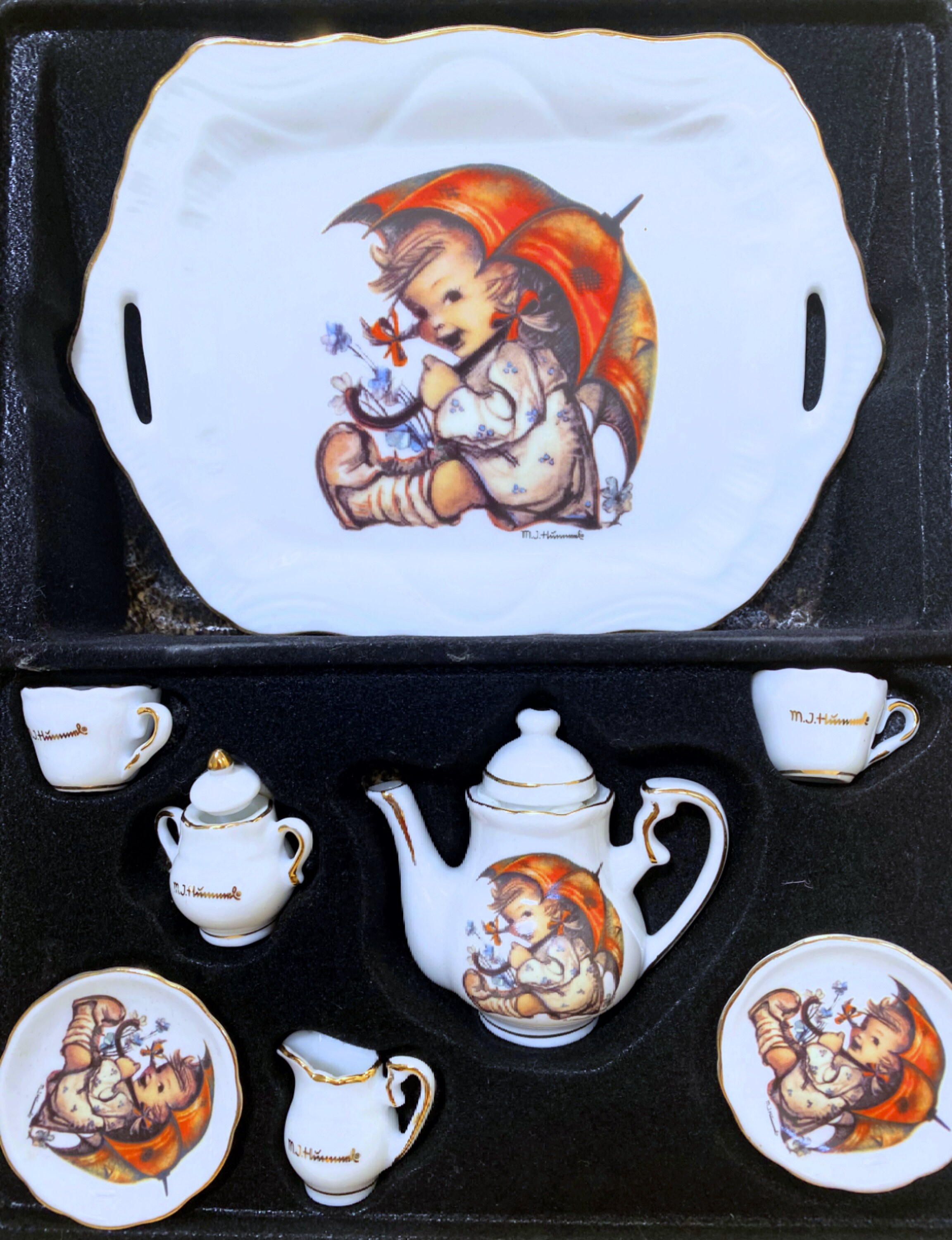 Rare Vintage Reutter Porzellan Collectors Miniature Ten Piece Umbrella Girl Tea Set Etsy Australia
