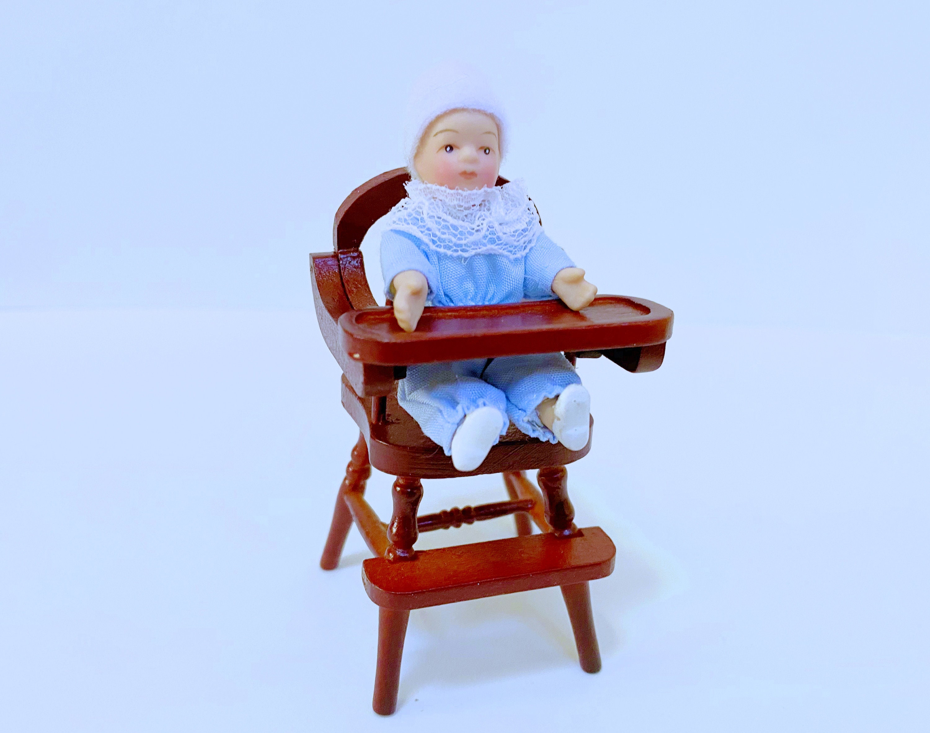 Buy Dollhouse Miniature Wooden Mahogany Baby Doll High Chair ONLY