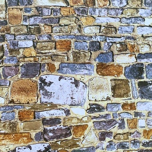 Dollhouse Miniature  3-D Effect Old Stone Wall- Wallpaper
