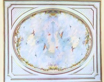 Dollhouse Miniature Ceiling Mural  Wallpaper 1 :12 Scale