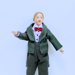 Dollhouse Miniature Dressed Porcelain Victorian Male Doll