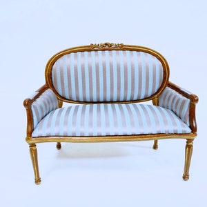 Dollhouse Miniature Louis XVI Wooden Walnut Couch 1:12 Scale