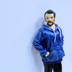 Dollhouse Miniature Modern Male Doll In Blue Hoodie 1 :12" Scale