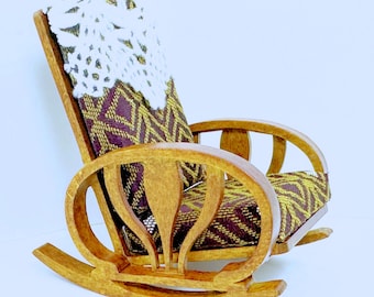 Dollhouse Miniature Wooden Walnut  Victorian  Morris Rocking Chair 1 :12