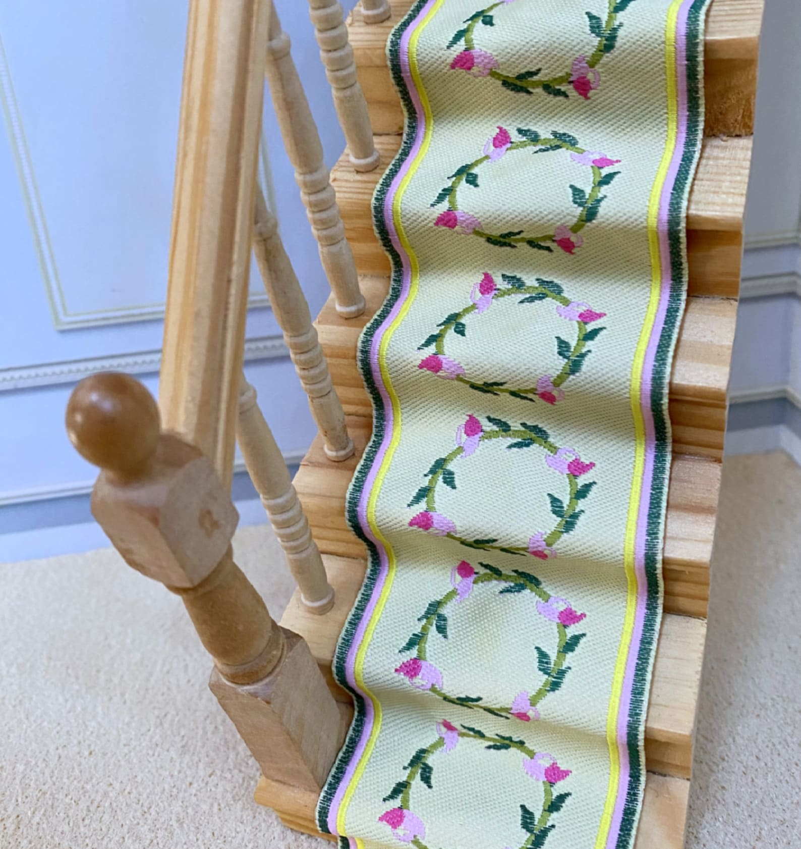 Dollhouse Miniature Multi Floral Stair Carpet Runner Etsy