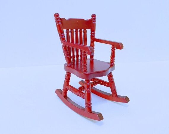 Dollhouse Miniature Wooden Mahogany Rocking Chair