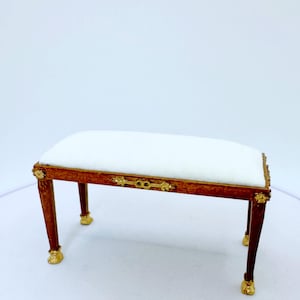 Dollhouse Miniature Wooden Walnut  Empire Bench Seat 1:12 Scale