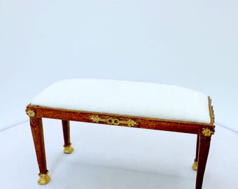 Miniatura per casa delle bambole in legno noce Empire Bench Seat 1:12 Scale
