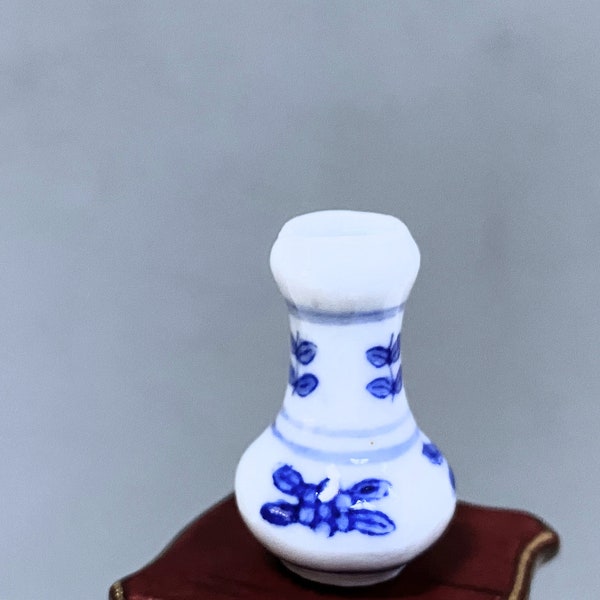 Dollhouse Miniature Porcelain Blue & White Vase