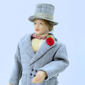 Dollhouse Miniature Artisan Dressed Porcelain  Victorian Gentleman Doll 1 :12 SCALE