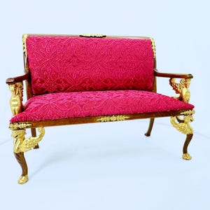 Dollhouse Miniature Wooden Walnut Empire Style Couch/Settee 1:12 Scale