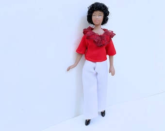Dollhouse Miniature Porcelain Ethnic Lady Doll 1:12 Scale (ONLY)
