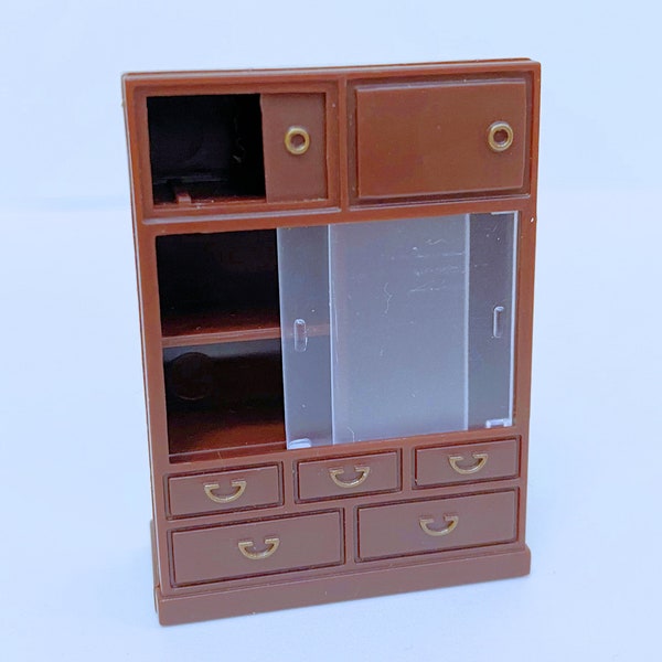 Dollhouse Miniature Vintage  Resin/Plastic Display Cabinet  with Sliding Doors  1/2 " Scale