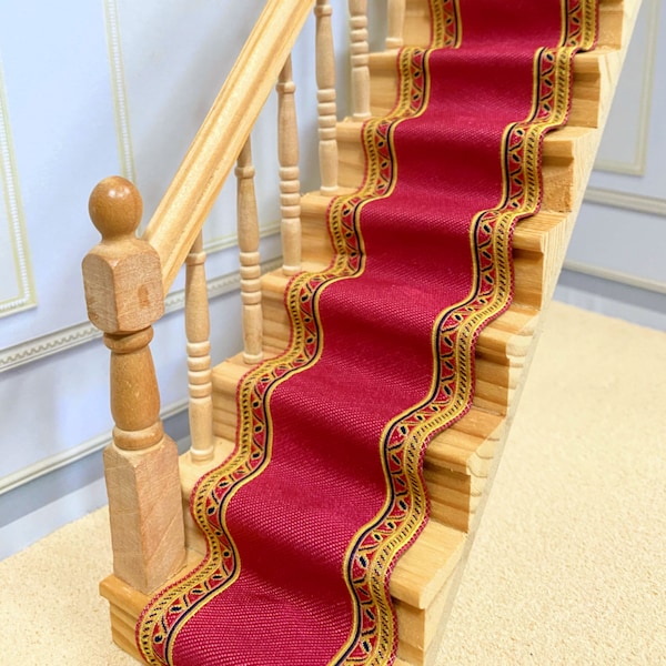 Dollhouse Miniature   Red Multi Color Stair Runner