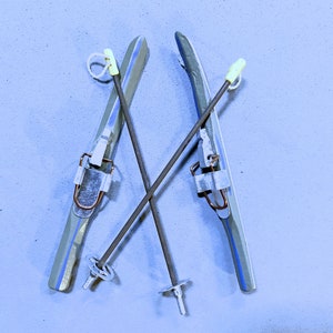 Dollhouse Miniature Skis With Sticks 1:12 Scale