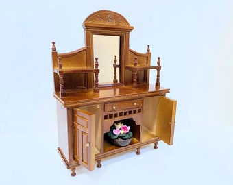 Dollhouse Miniature Unique Wooden Mahogany Side Board