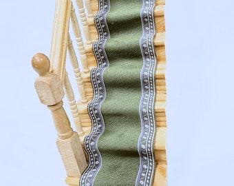 Dollhouse Miniature  Olive Green Stair Runner 1:12 Scale