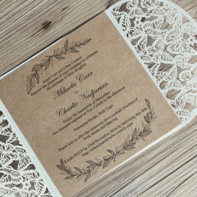 50 x Rustic Kraft Brown Wedding Invitation Sets