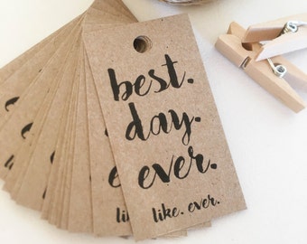 Best Day Ever Favour Tags Pk10 - Rustic.
