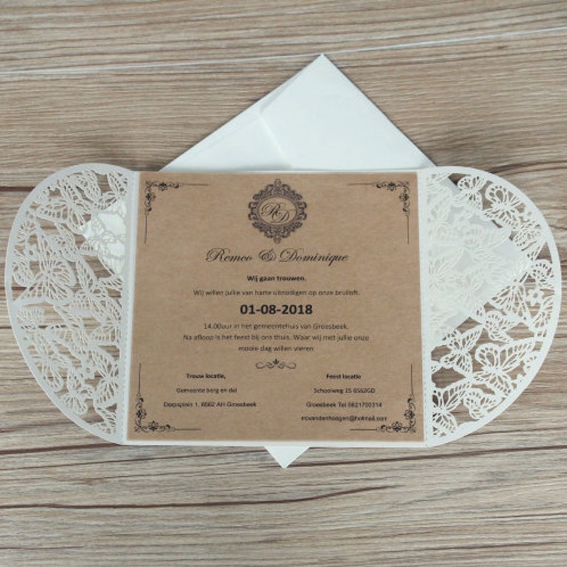 50 x Rustic Kraft Brown Wedding Invitation Sets
