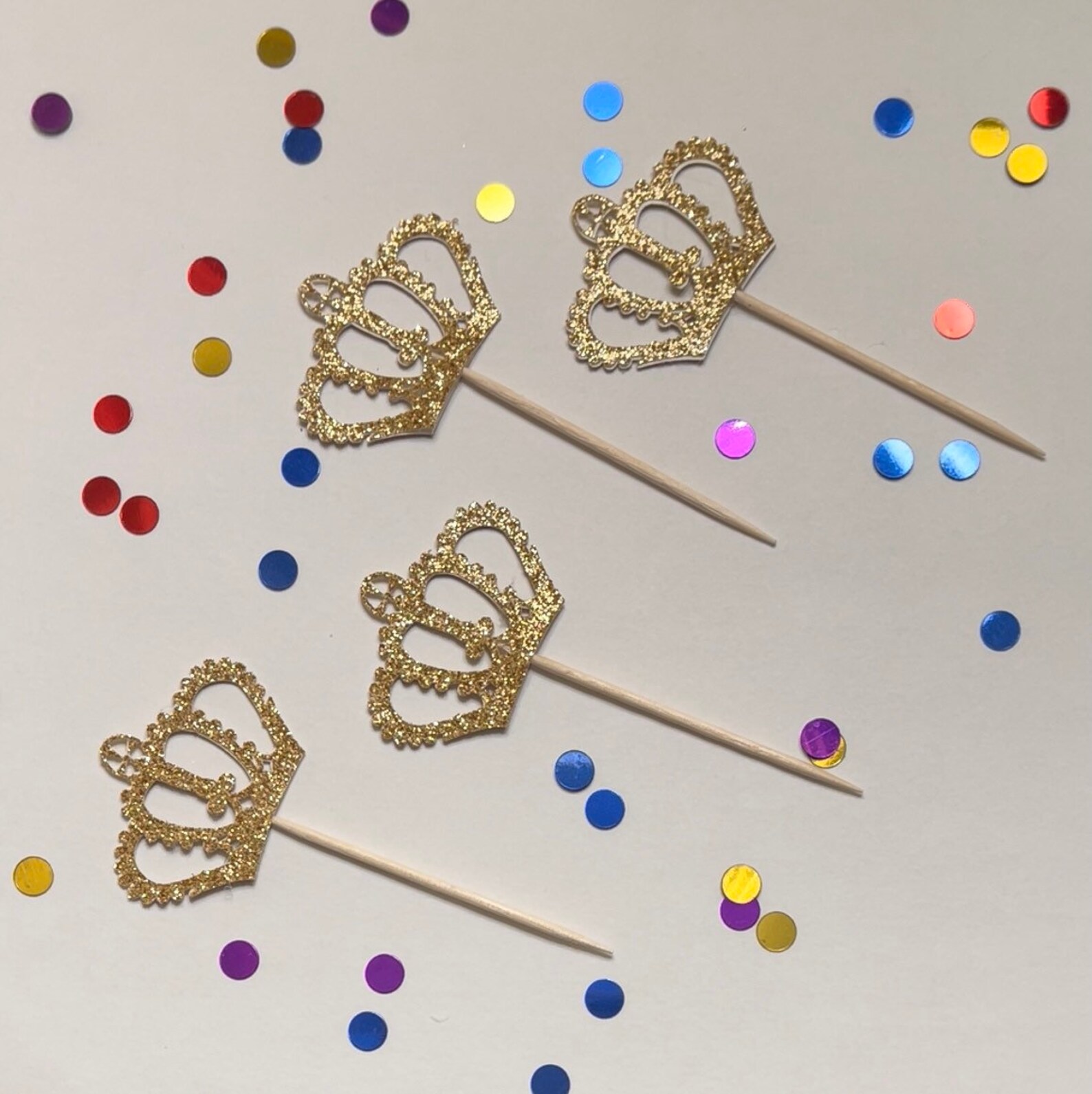 Glitter Gold Crown Cupcake Toppers. Double Sided Weddings Etsy