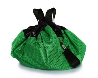 Diaperbag for trendy mother, net fabric in green, babyshower gift idea