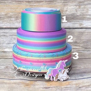 CRAFT SUPPLY. 1.5&quot; pastel rainbow grosgrain ribbon. Rainbow ribbon. Rainbow grosgrain. Spring colors ribbon. Ombre ribbon.