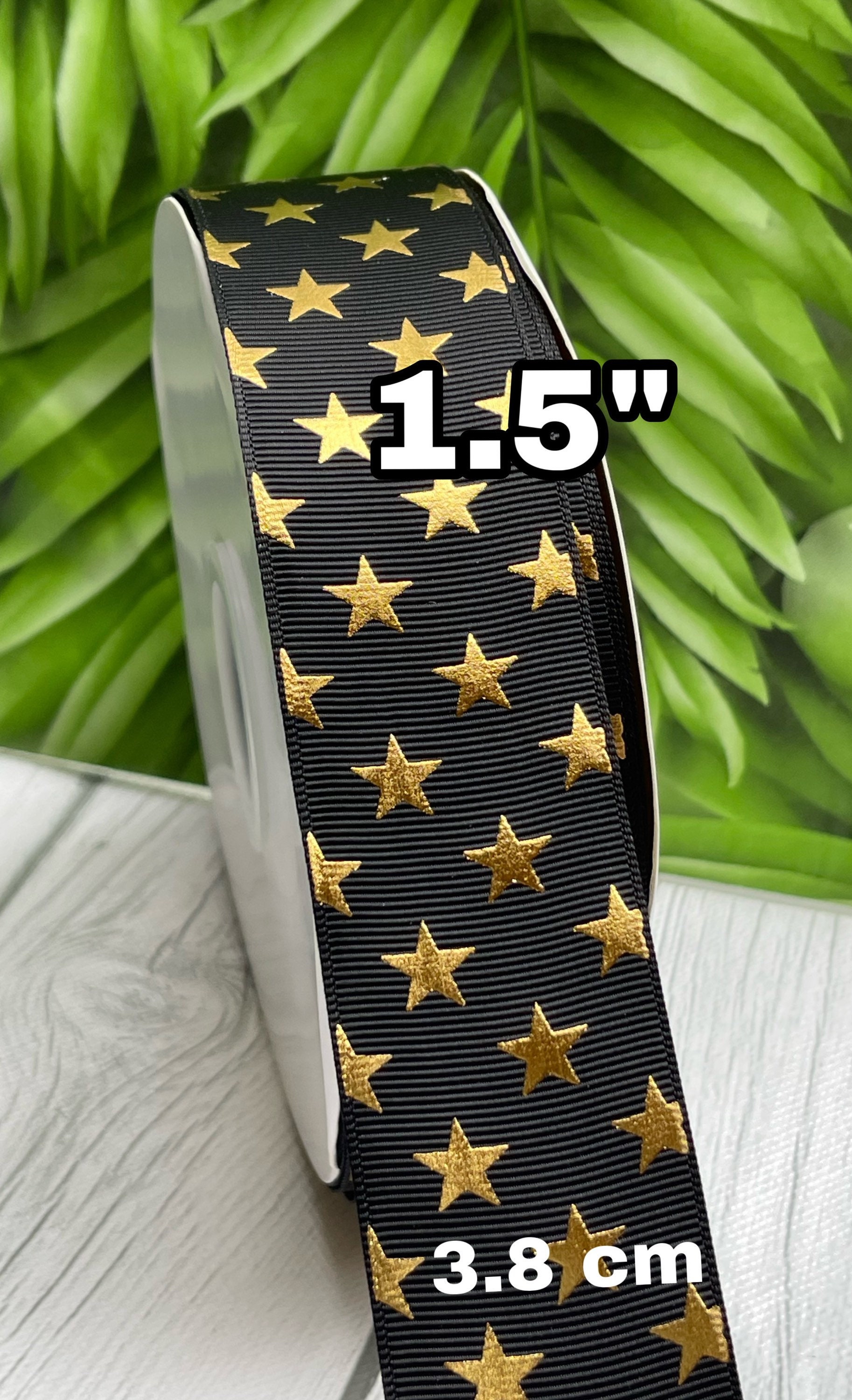 CRAFT SUPPLY . Gold Stars on Black Ribbon. Gold Stars Ribbon. Gold ...
