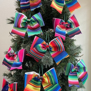 HANDMADE . 12 Mexican ornaments .Mexican Christmas tree ornaments . Serape bows ornaments. Mexican bow ornaments.