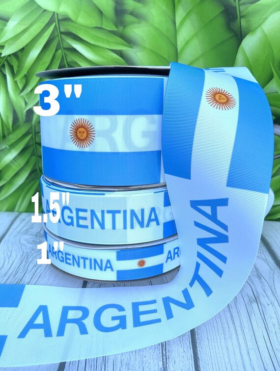 CRAFT SUPPLY. 1.5” Argentina flag grosgrain ribbon. Argentina ribbon.   Argentina grosgrain ribbon. Argentina ribbons.