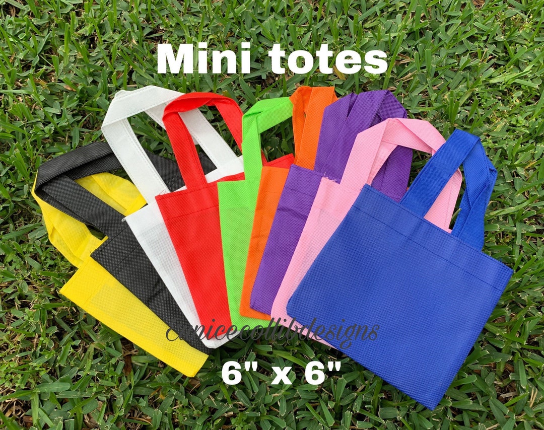 CRAFT SUPPLY 6 Mini Tote Party Favors . Mini Tote Favor Bags.candy Bags
