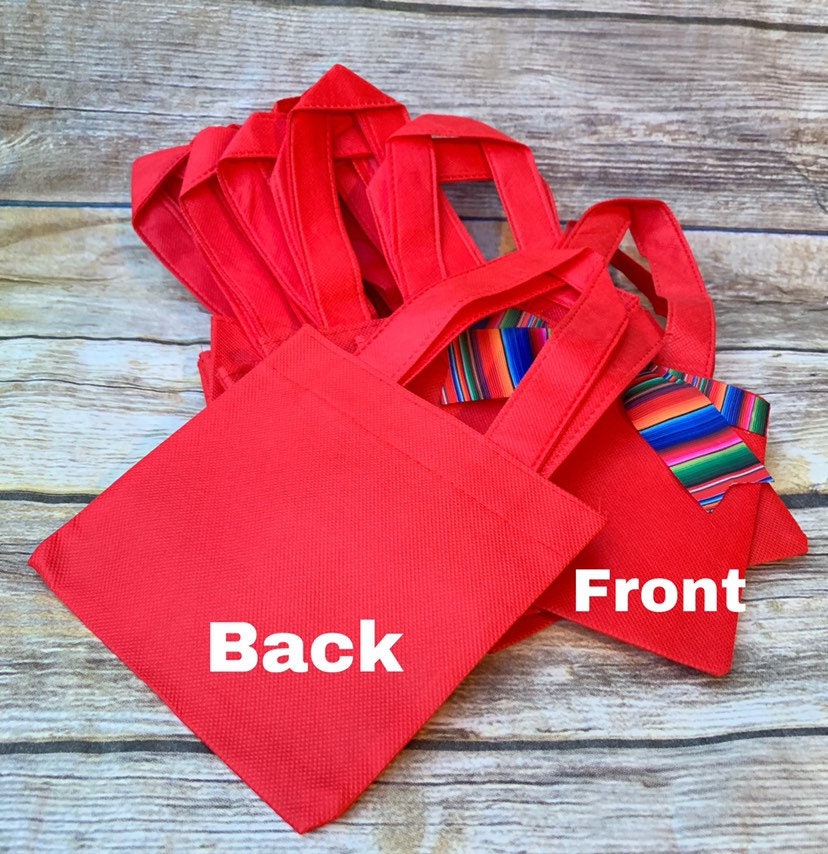 HANDMADE. 12 pieces mini tote party favors Mexican Mini tote favor bags. Mexican candy bags. Mexico favors bags. Dulceros mexicanos Etsy