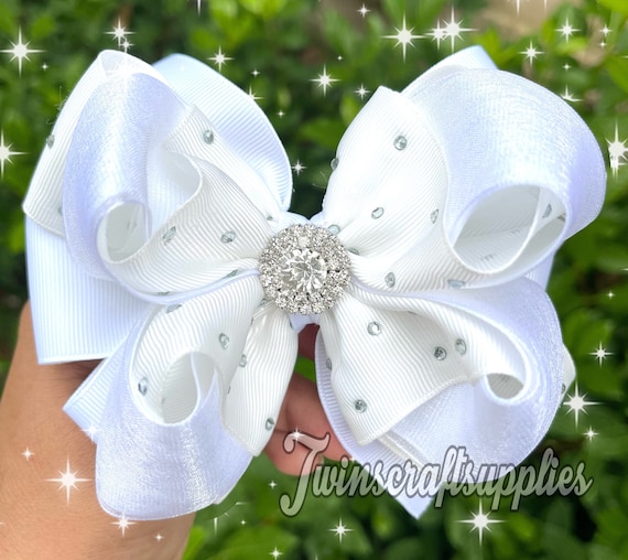 Kivzex Hair Bow Clip For Women - White Silky Satin Hair Bow Hair Clips Long Tail Cute Hair Ribbon Coquette Bows Barrettes For Girls