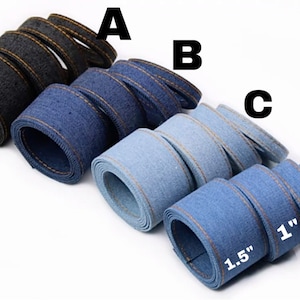 CRAFT SUPPLY Denim fabric ribbon, jeans ribbon. Denim ribbon .Blue Jeans  ribbons. Dark jeans ribbon. Denim ribbons.