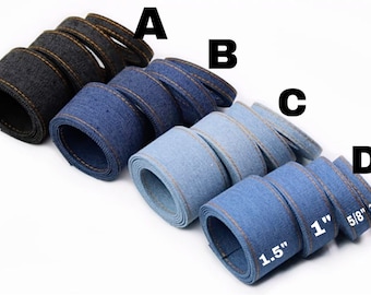 Denim fabric ribbon, jeans ribbon. Denim ribbon .Blue Jeans  ribbons. Dark jeans ribbon. Denim ribbons. CRAFT SUPPLY.