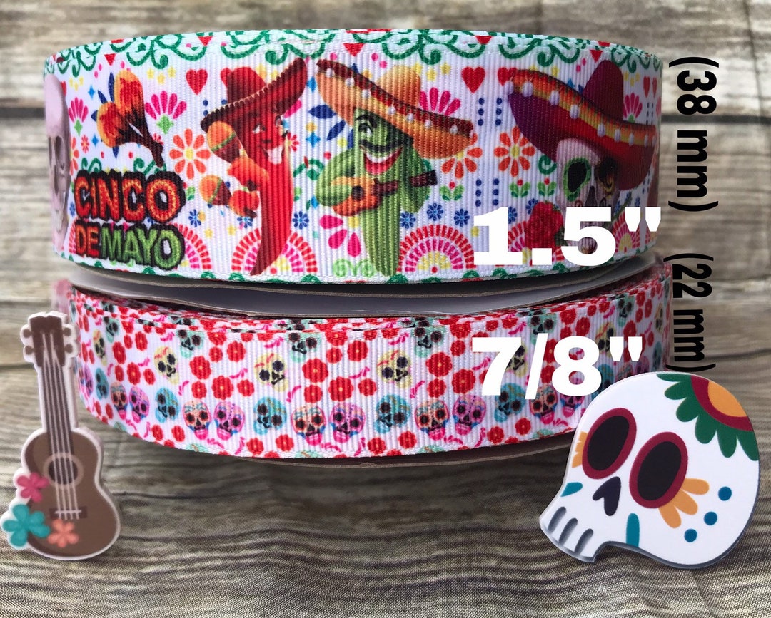 CRAFT SUPPLY. Cinco De Mayo Grosgrain Ribbon.1.5