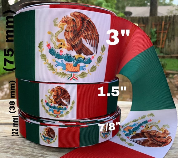 Mexico Ribbin CRAFT SUPPLY Mexico Flag Grosgrain Ribbon. Mexican Ribbon. - Etsy