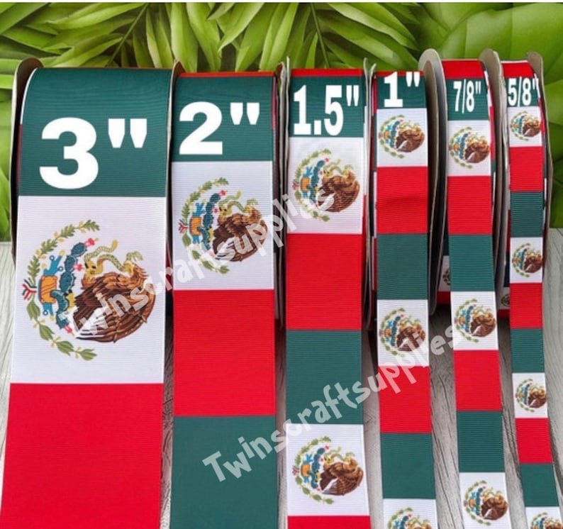 Mexico Ribbin CRAFT SUPPLY. Mexico Flag Grosgrain Ribbon. Mexican Ribbon. Mexico Flag ...