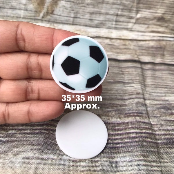 CRAFT SUPPLY. Soccer hair bow center . Soccer cabochon . Soccer ball planar resin. Soccer ball embellishment .