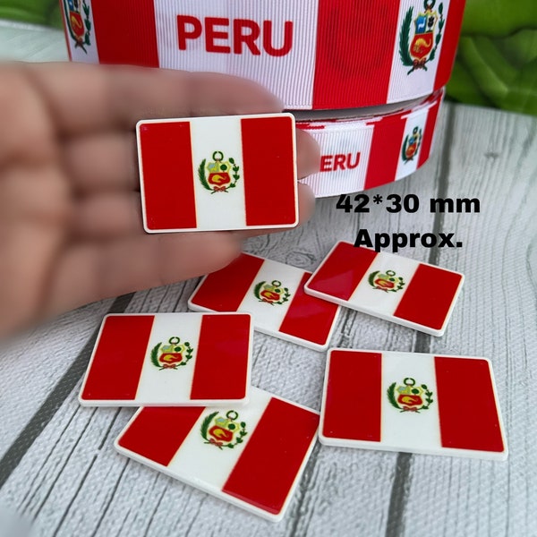 CRAFT SUPPLY Perú flag hair bow center piece. Perú flat back resin. Perú cabochon. Perú flag embellishments. Perú resin.