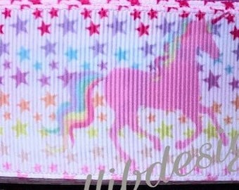 CRAFT SUPPLY unicorn with stars grosgrain ribbons. Hair bow ribbon.