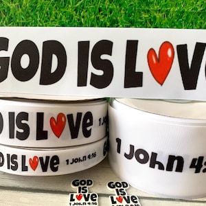 CRAFT SUPPLY .God is love grosgrain ribbon. Religious ribbons. God is love ribbon . Christians ribbons . Christian ribbon. Easter ribbons.