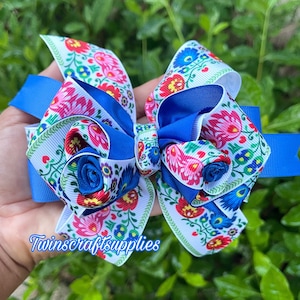 HANDMADE. Ethnic Hair bow. Ethnic floral hair bow , Floral hair bow .