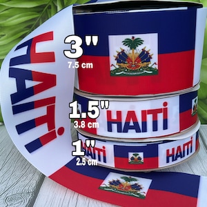 CRAFT SUPPLY. Haiti flag grosgrain ribbon. Haiti flag ribbon. Haiti ribbon. Haiti hair bow ribbon.