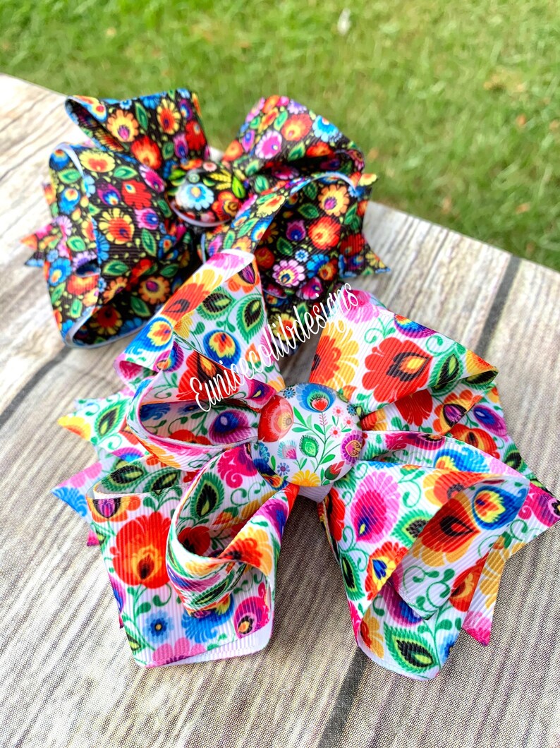 5 Folk Art Hair Bow. Moño Folklorico. Mexican Hair Bow . Etsy