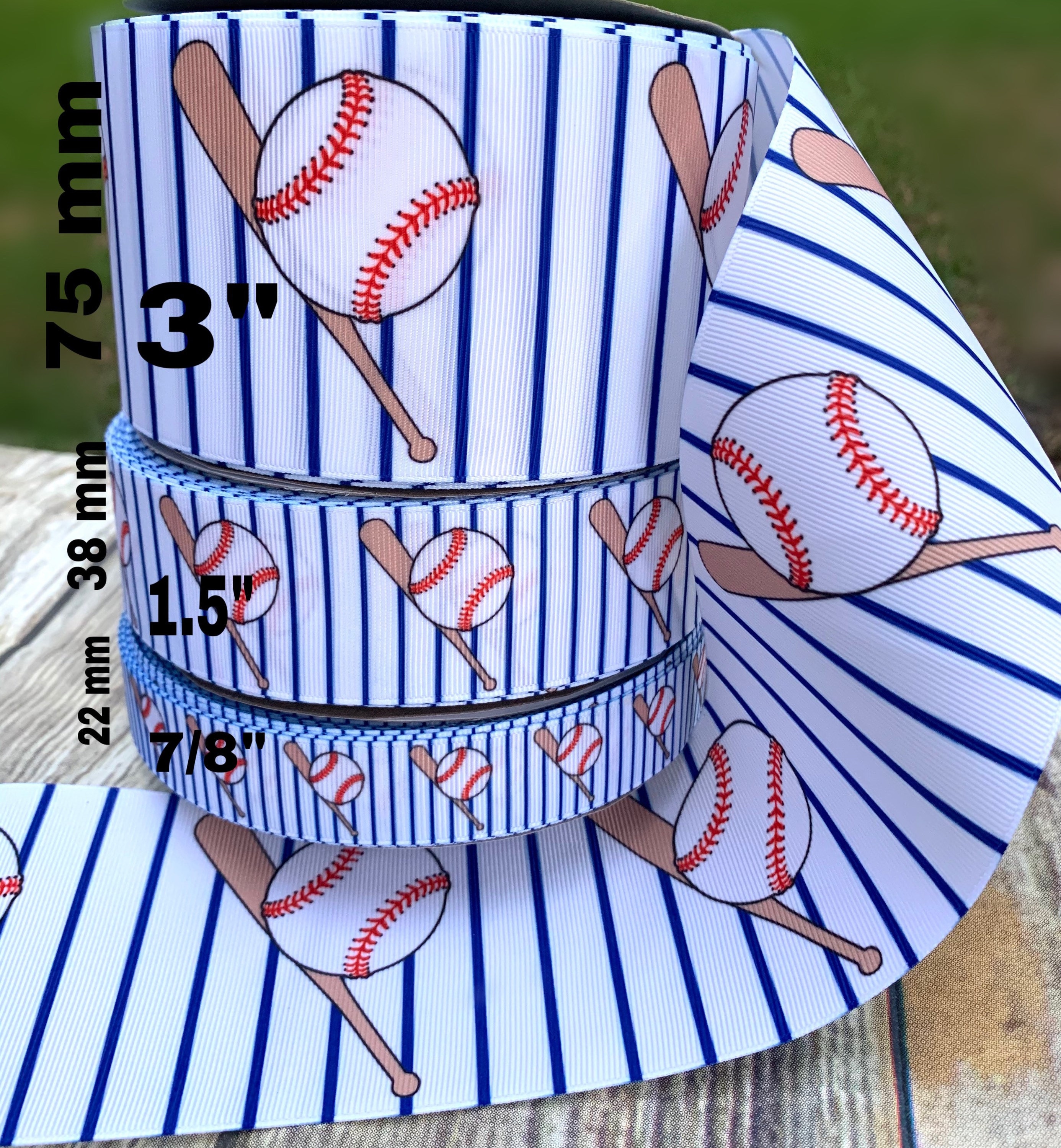 2.5 Wired Baseball Ribbon Baseball Stitched Ribbon 